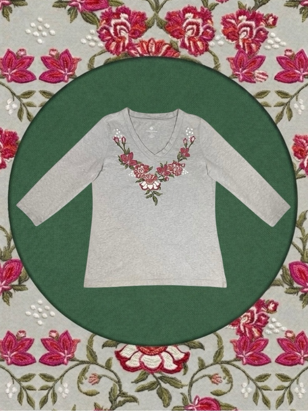 Charter Club 100% Cotton Boho Coastal Grandma Cottagecore Eclectic Grandpa Top L